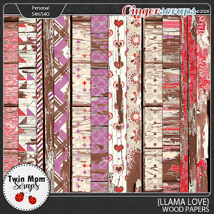 Llama Love - WOOD PAPERS by Twin Mom Scraps