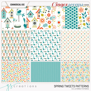 Spring Tweet Layered Patterns (CU) by GS Creations