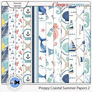 Preppy Coastal Summer Paper Pack 2 by Wetfish Designs 