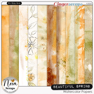 Beautiful Spring - Watercolor Papers - by Neia Scraps