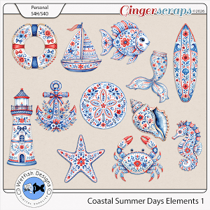 Coastal Summer Days Elements 1 by Wetfish Designs