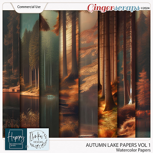 CU Autumn Lake Watercolor Papers Vol 1 by Happy Scrapbooking Studio