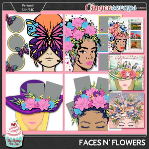 The Cherry On Top Faces and Flowers Digital Scrapbooking Templates