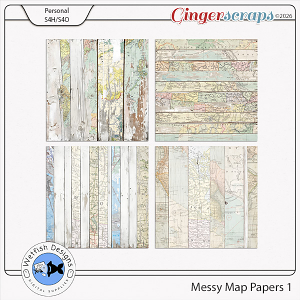Messy Map Papers 1 by Wetfish Designs