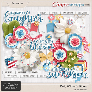 Red, White & Bloom Embellishments by J. Conlon and Sons
