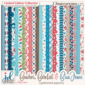 Beaches, Bare Feet & Blue Jeans {Patterned Papers}