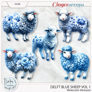 CU Watercolor Delft Blue Sheep Vol 1 by Ilonka's Designs