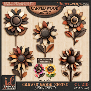 CU & PU 210 ~ Carved Wood Series ~ Sunflowers