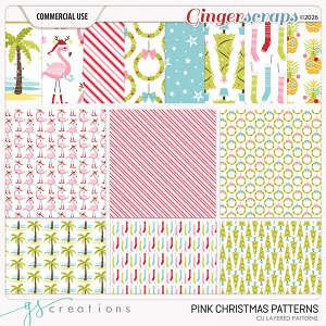 Pink Christmas Layered Patterns (CU) by GS Creations