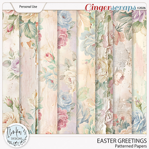 Easter Greetings Patterned Papers by Ilonka's Designs 