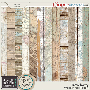 Travelocity Wood Map Papers by Aimee Harrison and Chere Kaye Designs