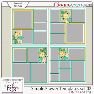 Simple Flower Templates 01-04 set 2 by Scrapbookcrazy Creations