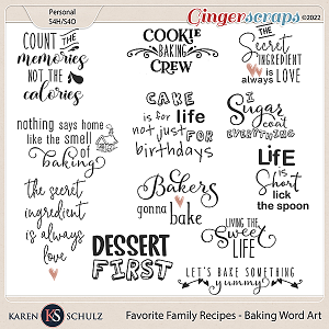 Favorite Family Recipes Baking Word Art by Karen Schulz