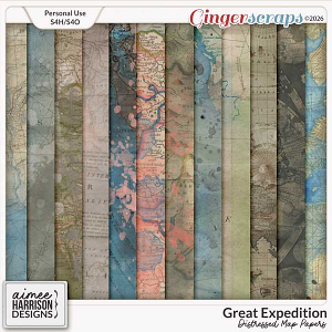 Great Expedition Distressed Map Papers by Aimee Harrison