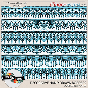 Decorative Hand Drawn Borders - CU/PU Layered Templates by Lisa Rosa Designs
