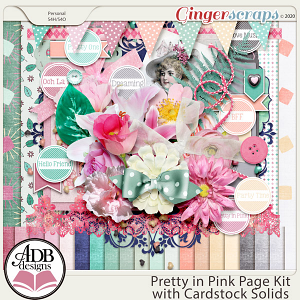Pretty in Pink Page Kit with Cardstock Solids by ADB Designs