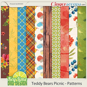 Teddy Bears Picnic Pattern Papers by Key Lime Digi Design