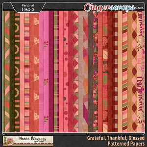 Grateful, Thankful, Blessed Patterned Papers by Moore Blessings Digital Design 