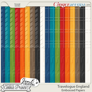Travelogue England - Embossed Papers Pack
