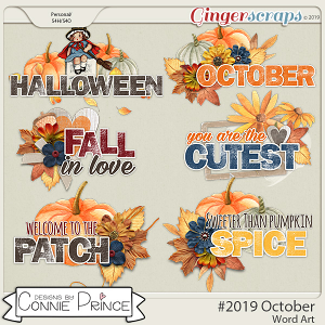 #2019 October - Word Art Pack by Connie Prince