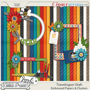 Travelogue Utah - Embossed Papers & Cluster Pack Combo