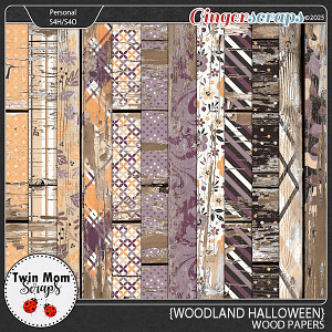 Woodland Halloween - WOOD PAPERS by Twin Mom Scraps