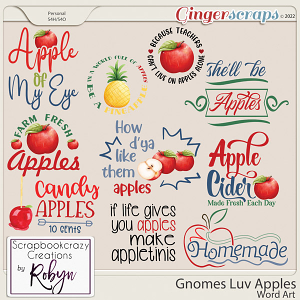 Gnomes Luv Apples Word Art by Scrapbookcrazy Creations