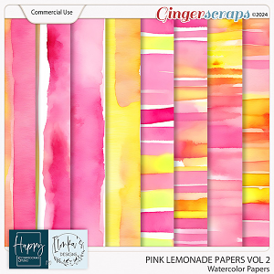 CU Pink Lemonade Watercolor Papers Vol 2 by Happy Scrapbooking Studio