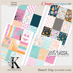 Beach Day Printable Cards Kit by Kelley Danielle Design