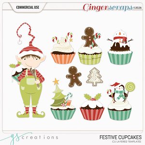 Festive Cupcakes Layered Templates (CU) by GS Creations